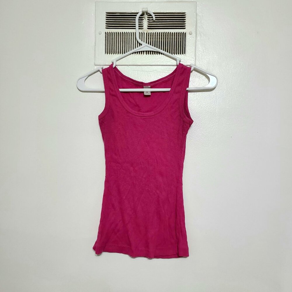 Pink Ribbed Sleeveless Tank Top